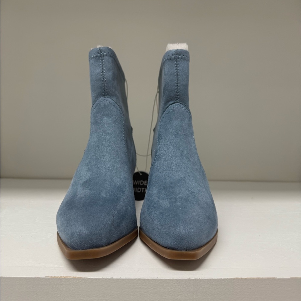 ARULA Dusty Blue Suede Ankle Booties